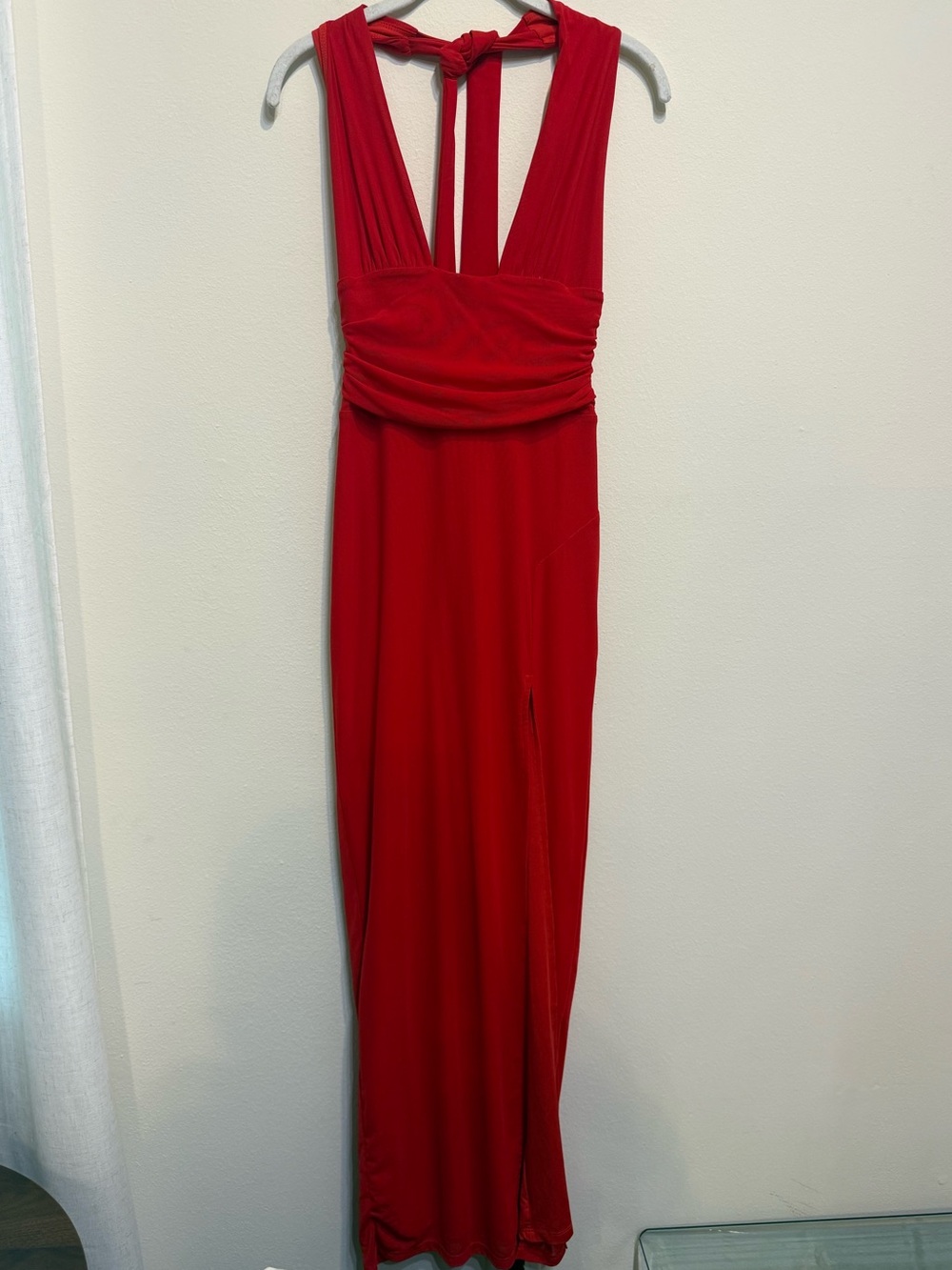 Hello Molly Red Sleeveless Halter Maxi Dress